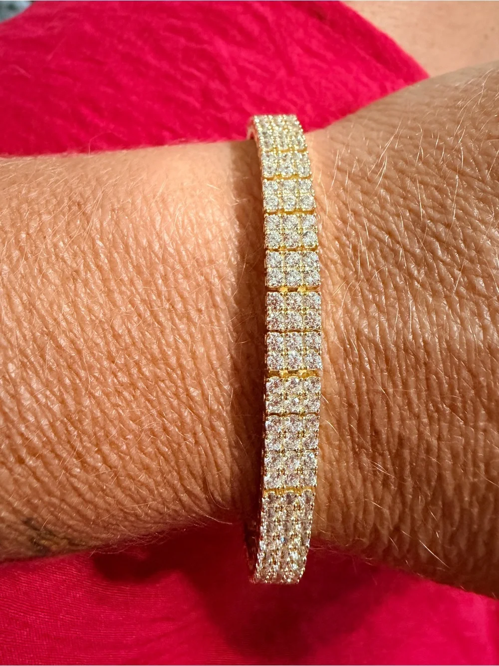Gold Plated and CZ Pavé Tennis Bracelet 7.25”- Women Jewelry